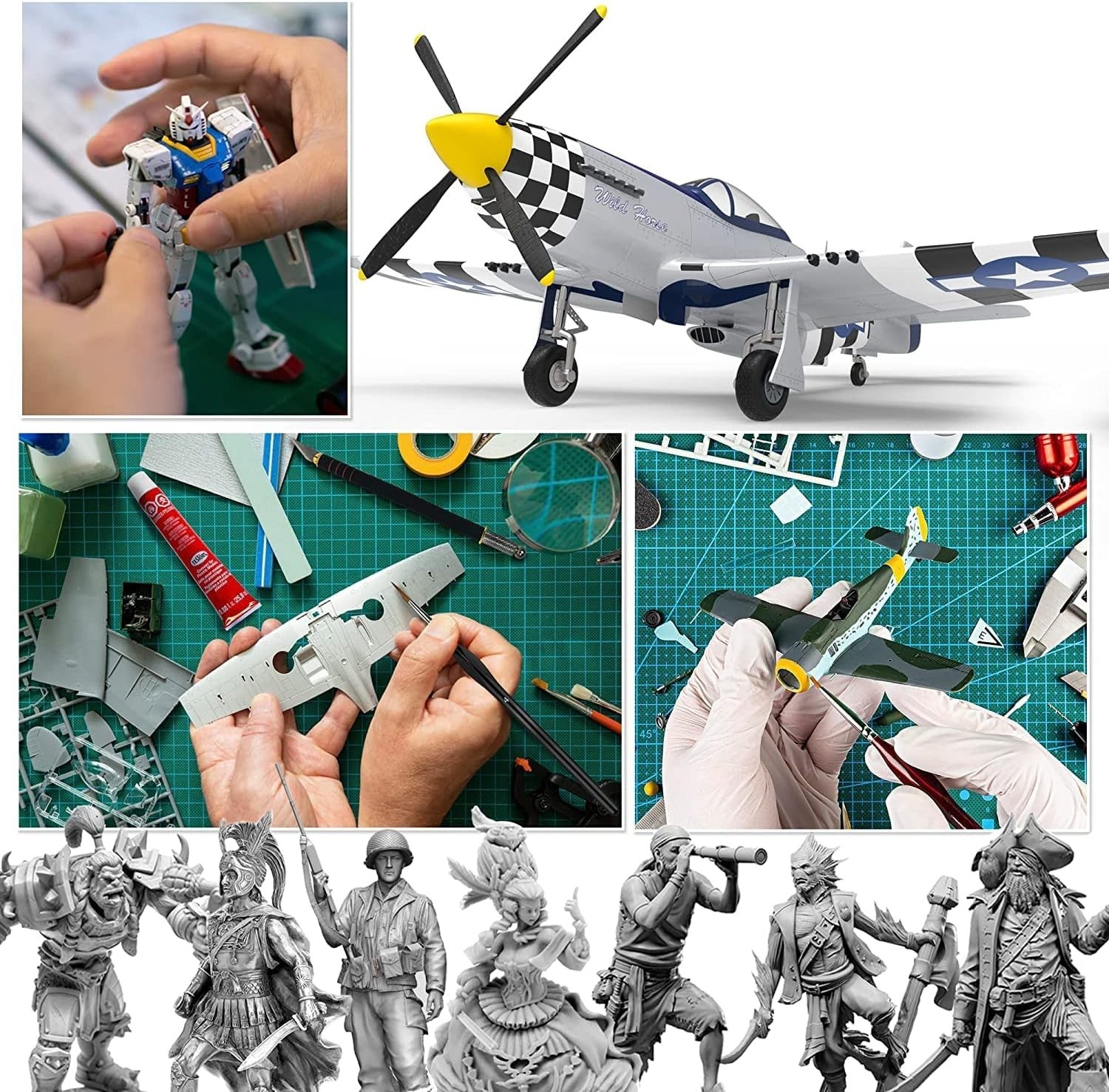 Testors Enamel Model Paint Set & Pixiss Accessory Kit – 10 Colors & Tools