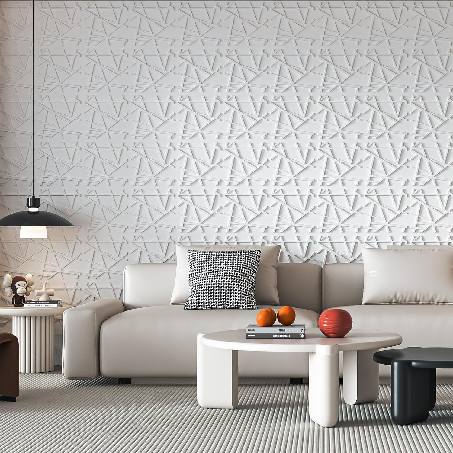 100 Pack 3D White PVC Wall Panels – 97 Sq.Ft. Stylish Interior Décor