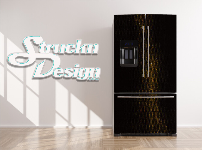 Black Gold Halftone Dots Circles Fridge Freezer Wrap Side Door Vinyl Decal