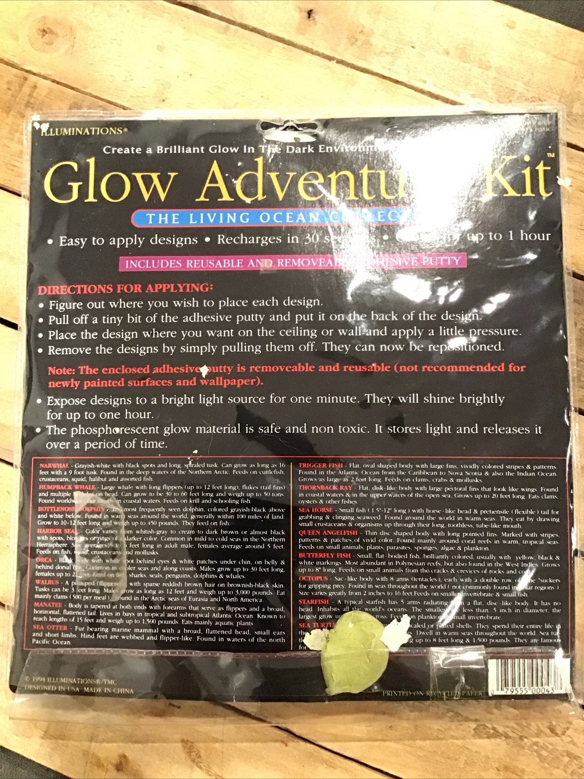 Vintage Illuminations Living Ocean Glow in the Dark Room Decorations 1994 14 Pc