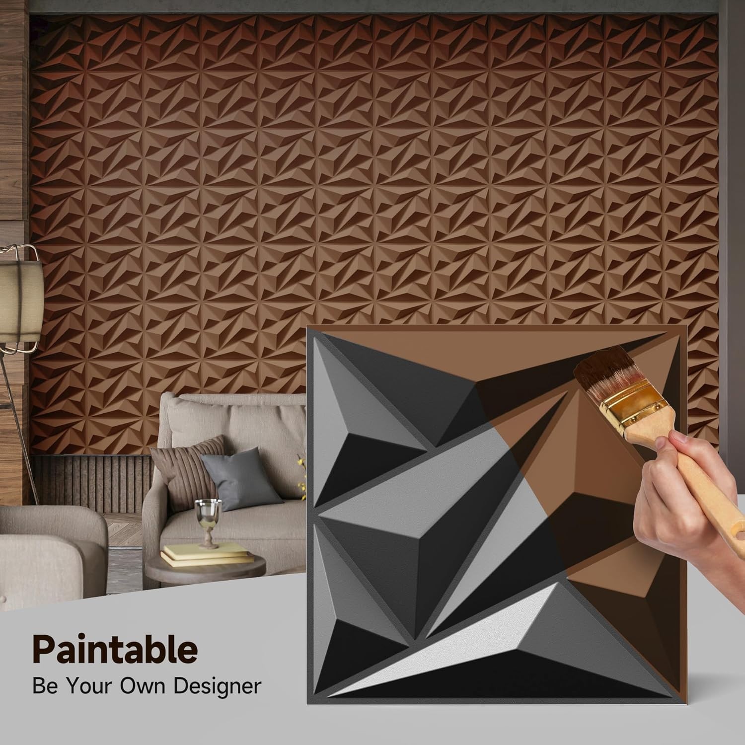 3D Wall Panels, 33 Pack 12 x 12 Inch Decorative Wall Panels PVC Accent Wall P…