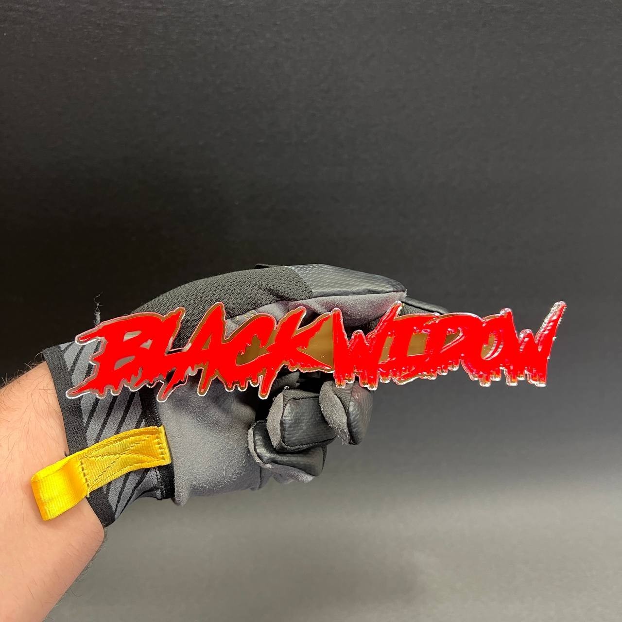 1x Black Widow Custom Text 3D Acrylic Car Emblem Badge Multicolor Laser Cut