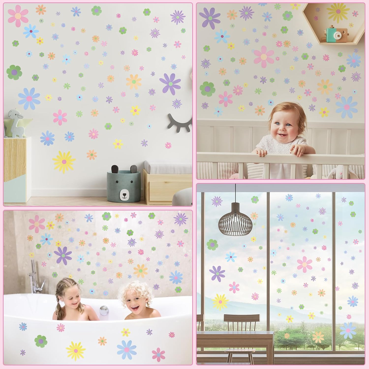 90 Pcs Daisy Wall Decal Alphabet Vinyl Wall Decals Boho Decal Daisy Stickers Boh