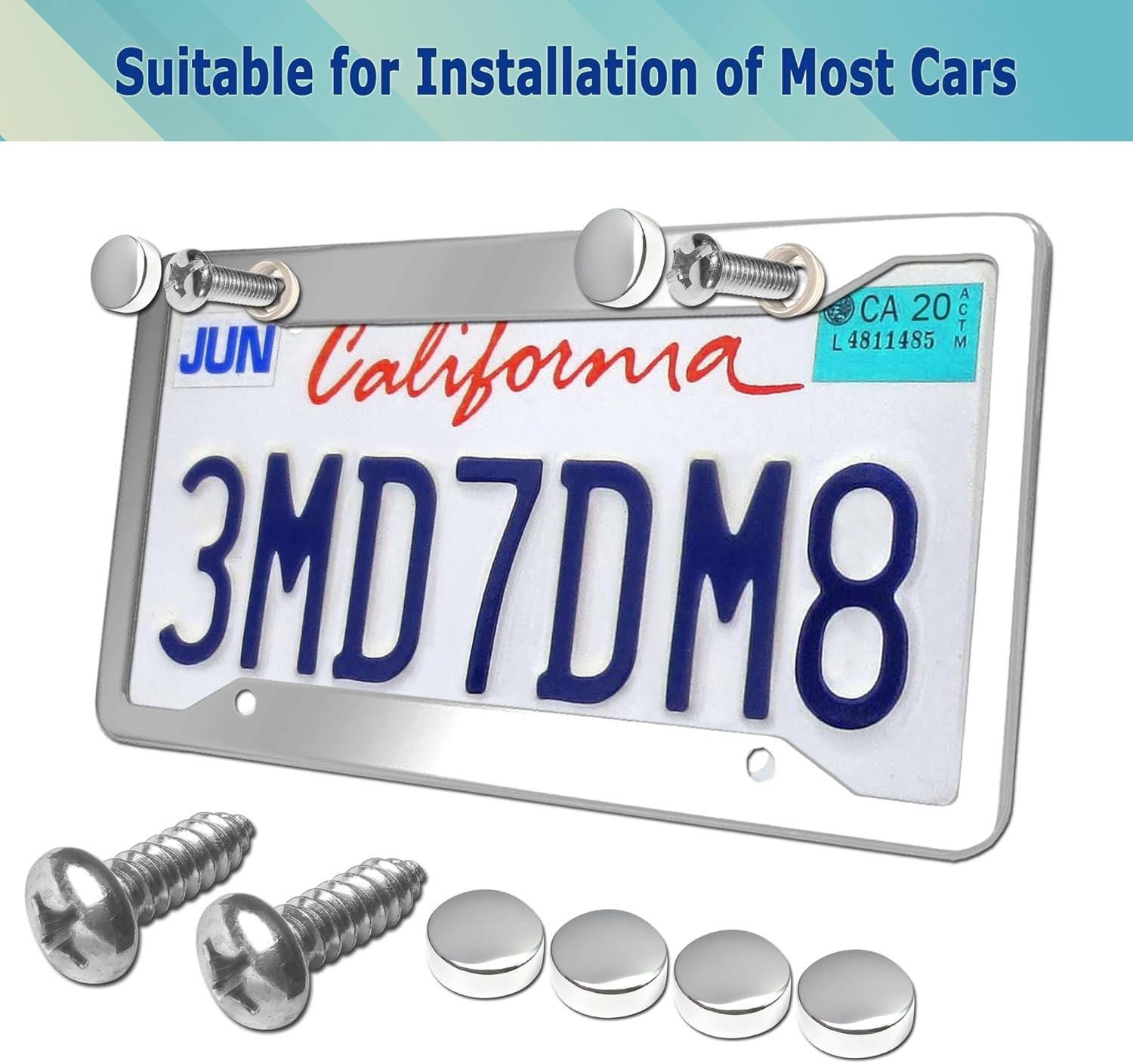 Stainless Steel License Plate Frame- 2 Pack License Plate Holder, with Screws, C