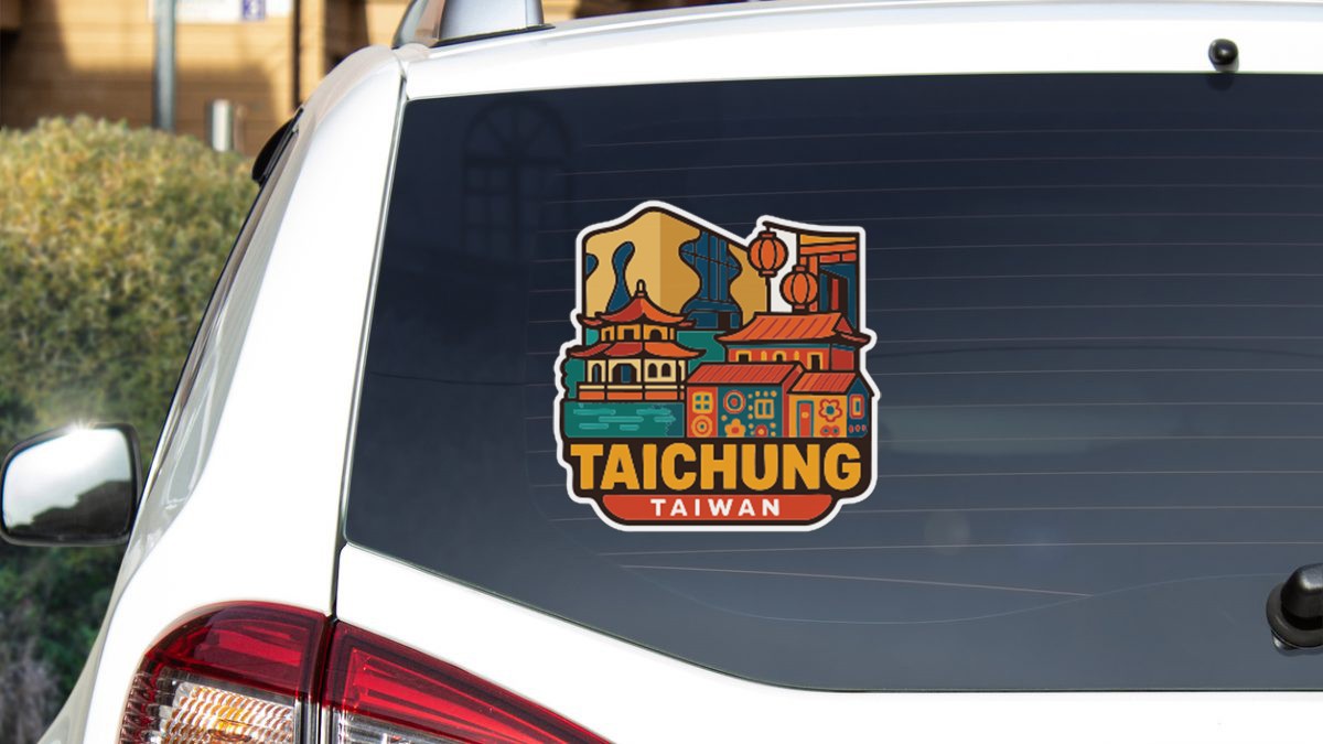 Taichung Taiwan Sticker Decal Vinyl Die-Cut City Skyline Landmark Design