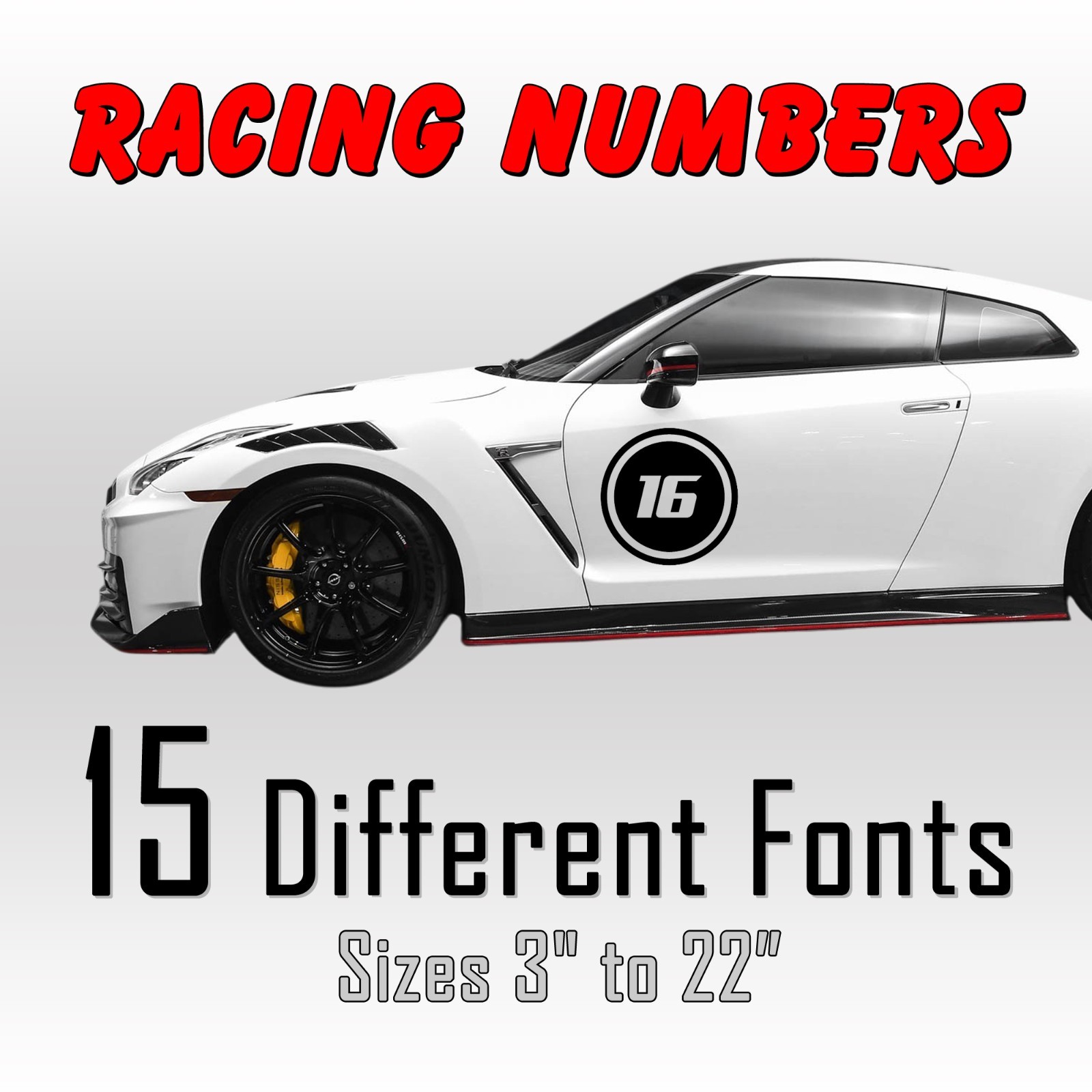 2 pack Racing Car numbers circle die-cut decal door custom number rally sport