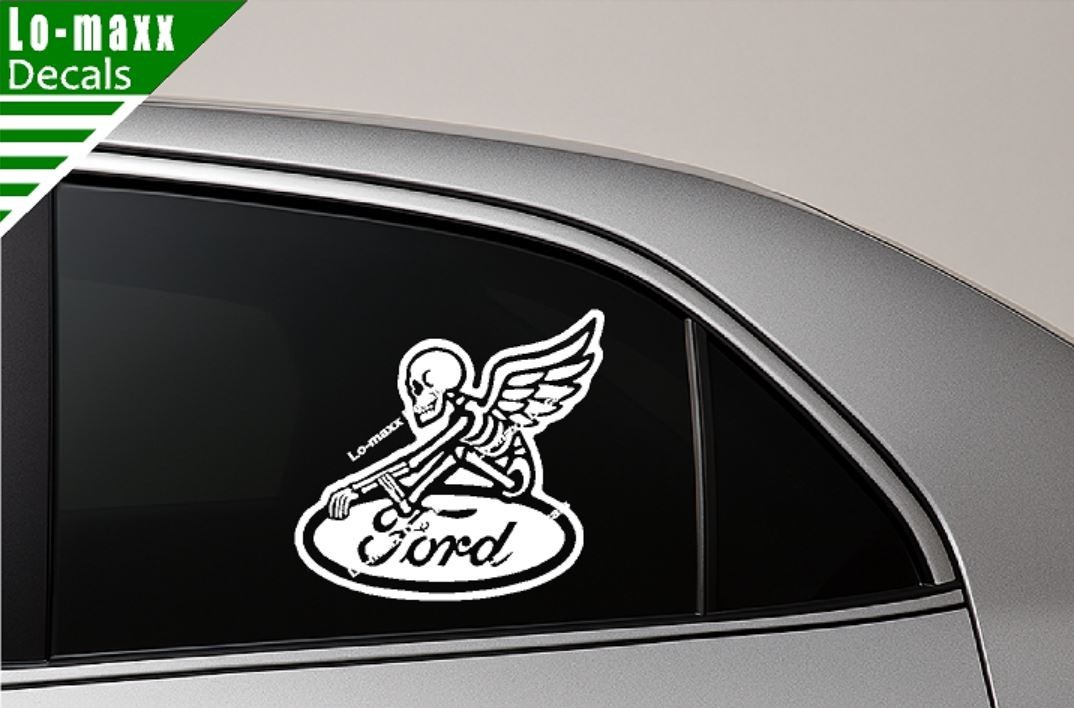 Ford Reaper Skeleton Wings Car Truck Window Hood Die Cut Vinyl Decal Sticker