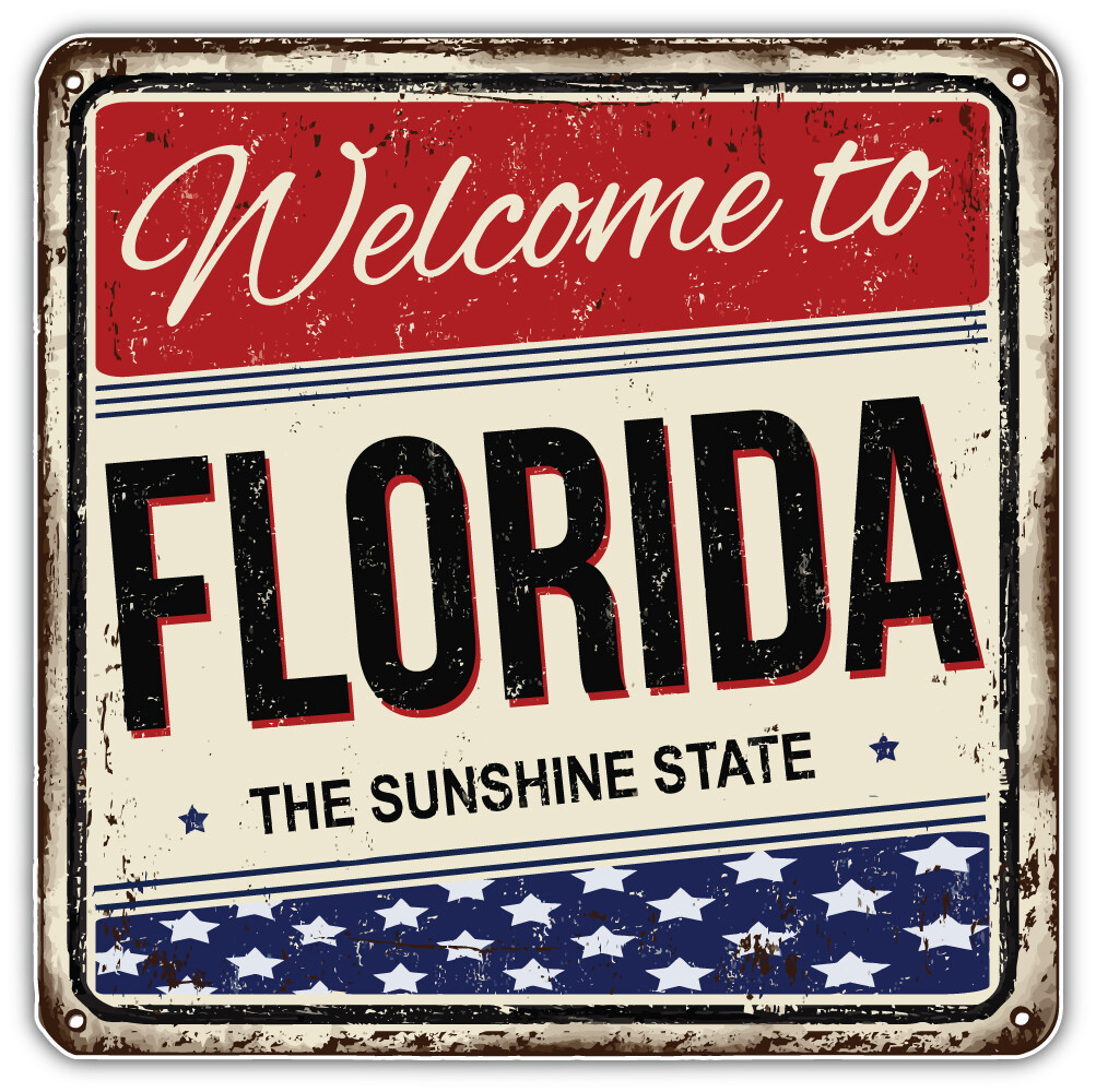 Florida USA State Retro Grunge Emblem Car Bumper Sticker Decal "SIZES"
