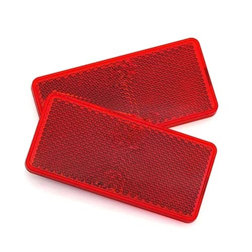 2Pcs Plastic Rectangular Stick-on Reflector Sticker () 3.70 x 1.73 in Red