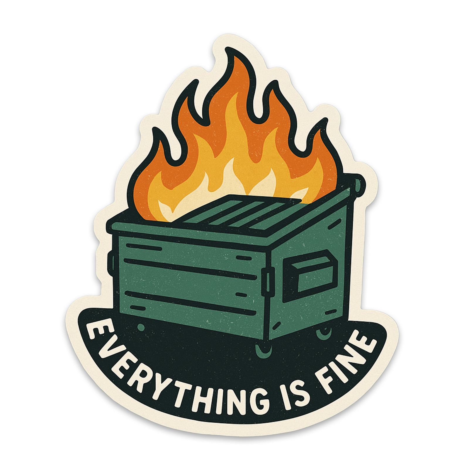 Dumpster Fire Sticker 4 inch Vinyl Decal Funny Life Art