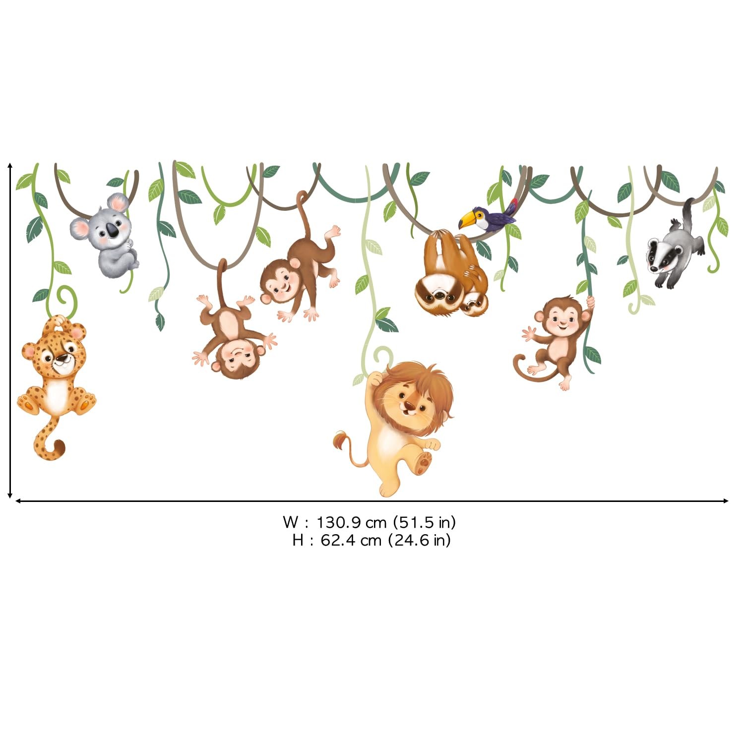 SG2-2419 Jungle Animals and Vines Wall Stickers Decals for Baby Boys Girl Liv…