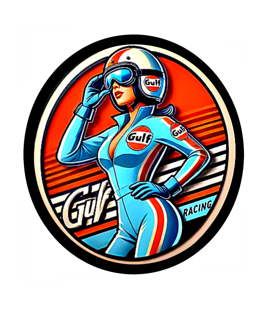 Gulf Oil Sign Decal Sticker -.Gulf Oil 50's, 60's Vintage Replica Gulf Girl