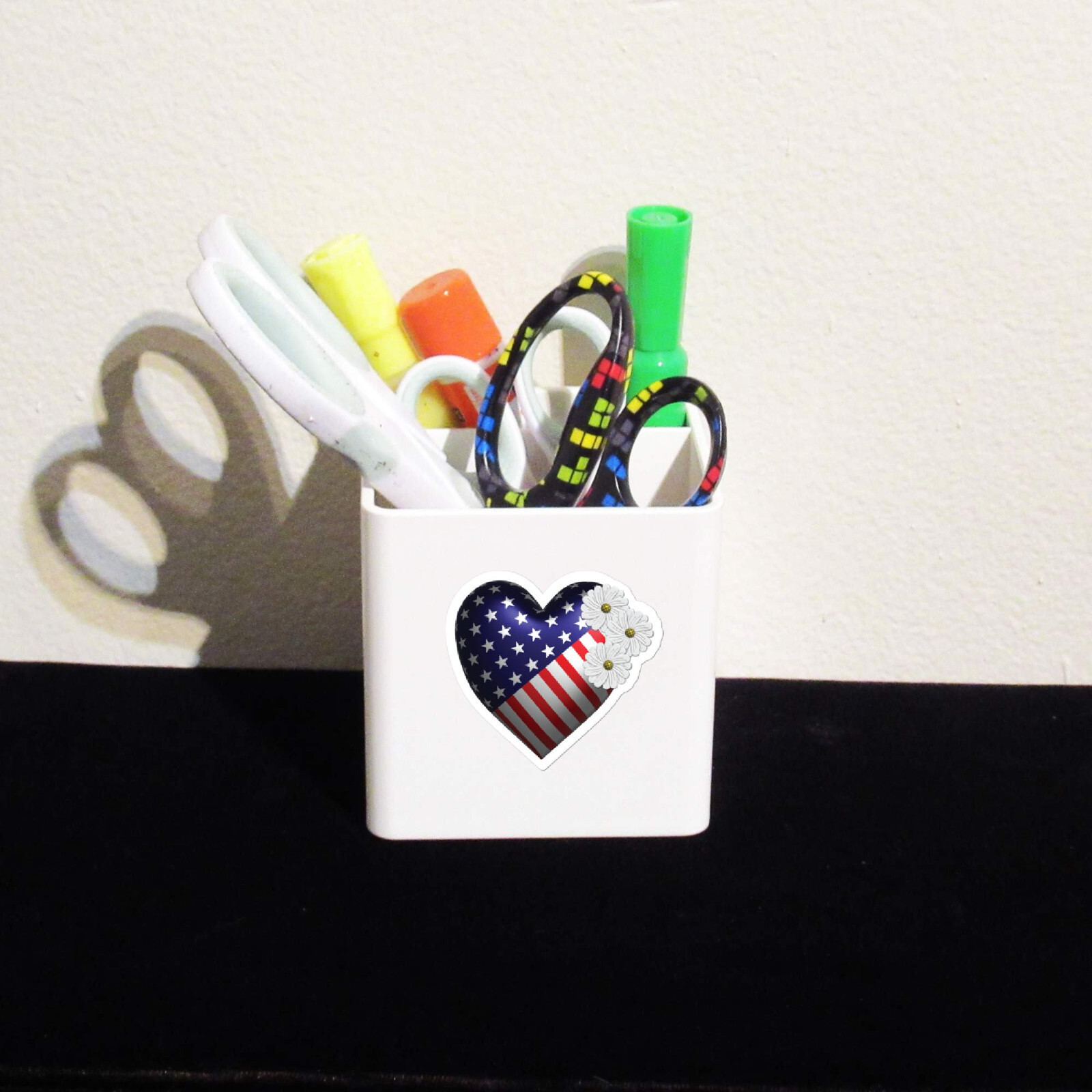 Usa Flag Heart Shaped Vinyl Stickers Cut to Shape Waterproof Decal Laptop Car