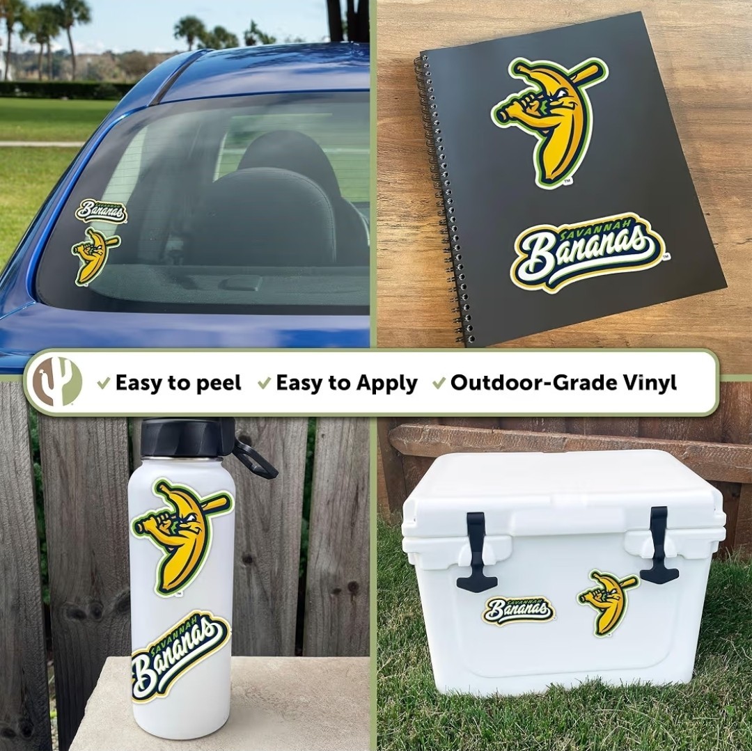 2 Offical Savanah Banana Sticker Decal Vinyl Water Bottle Car Laptop Baseball