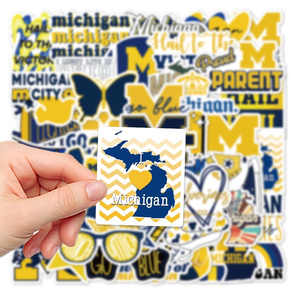 50pcs University Of Michigan Stickers, UM Go Blue Ann Arbor, #244