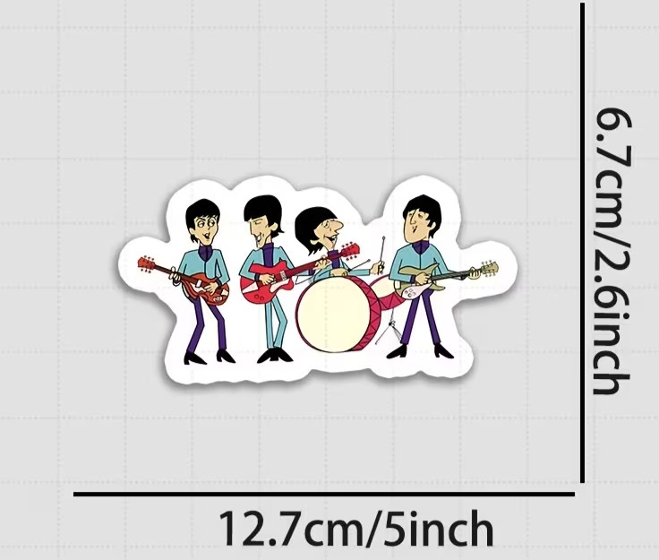 Beatles Band Vinyl Sticker – Self-Adhesive & Waterproof Cartoon-Style Design