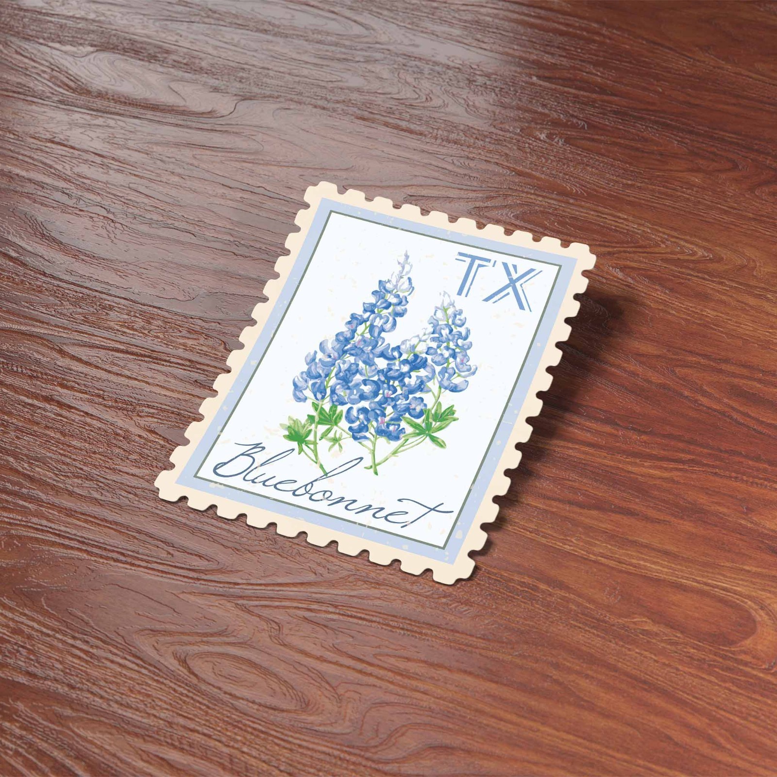 Texas State Flower Bluebonnets Sticker – Vintage Stamp TX Decal for Water Bottle