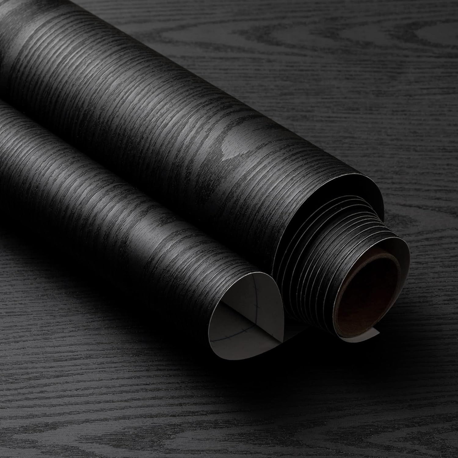 Black Wood Peel and Stick Wallpaper (24" x 78", 3D-Wood Texture) Waterproof a…