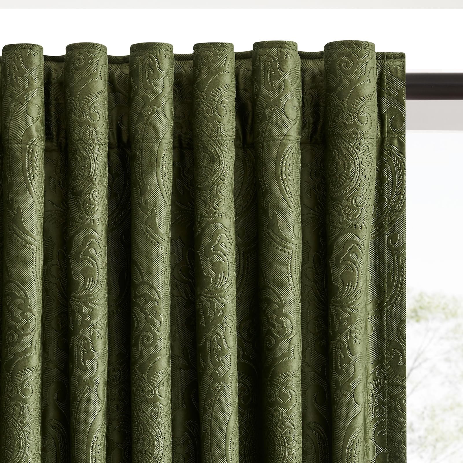 GIGIZAZA Green Velvet Curtains 84 Inch for Living Room,2 Panels Luxury Vintag…