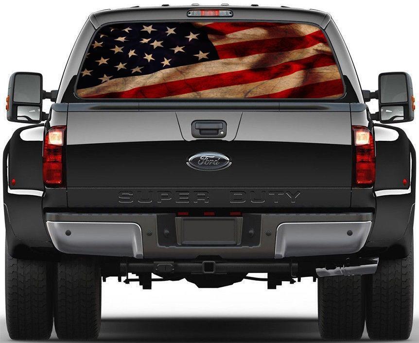 American Flag Vintage Rear Window Graphic Decal Sticker Car Truck SUV Van US 214