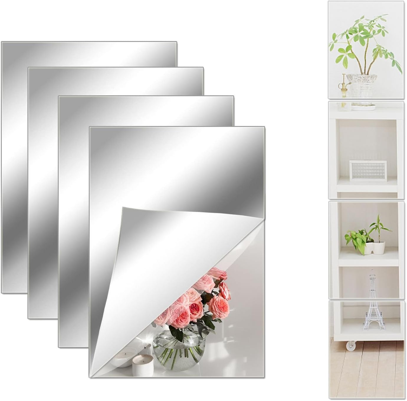 8×6 Inches Self Adhesive Acrylic Mirror Tiles 0.2mm Waterproof Flexible Mirro…