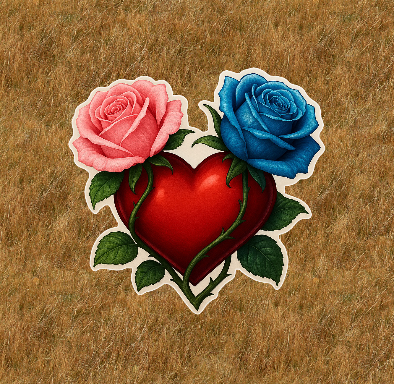 Pink and Blue roses 100% waterproof vinyl sticker decal – many sizes available