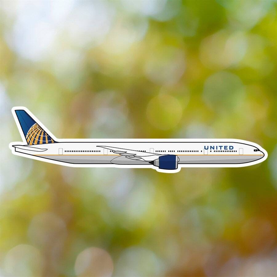 Boeing 777 Sticker, United Airlines Lines Airplane Sticker Waterproof for