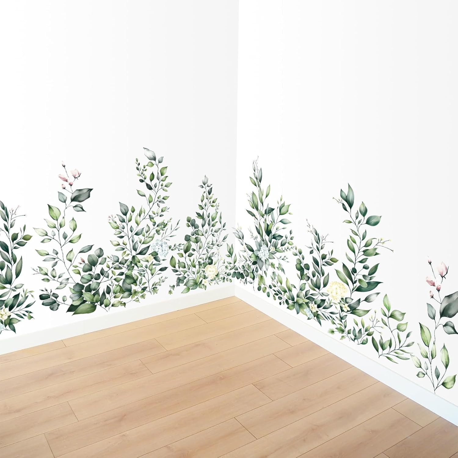 Green Leaves Wall Stickers Decor Hanging Vine Flower Art Decals