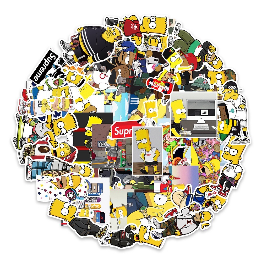 50 Pcs Stickers The Simpsons Character Luggage Skateboard Car Laptop Phone Vinyl