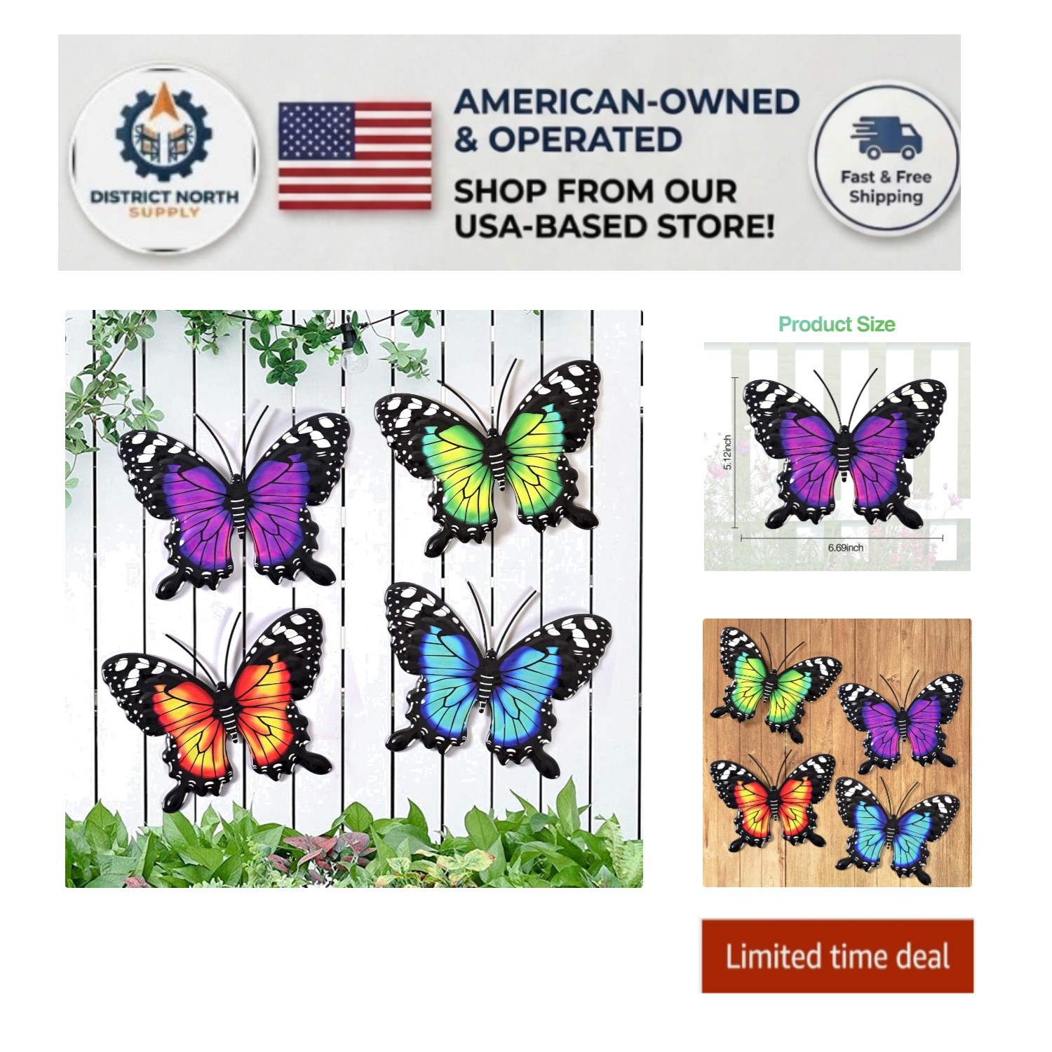 Metal Butterfly Wall Decor – 4 Pack Vibrant Hanging Art for Indoor & Outdoor