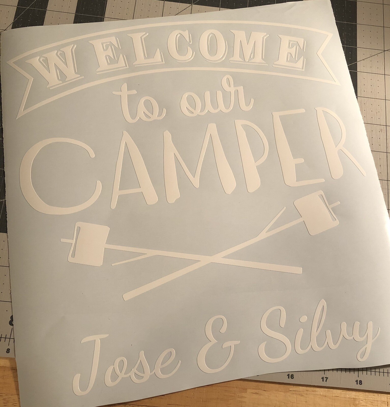 Vinyl Decal for Window- Welcome to Our Camper (May be Customized w/ Name & Date)