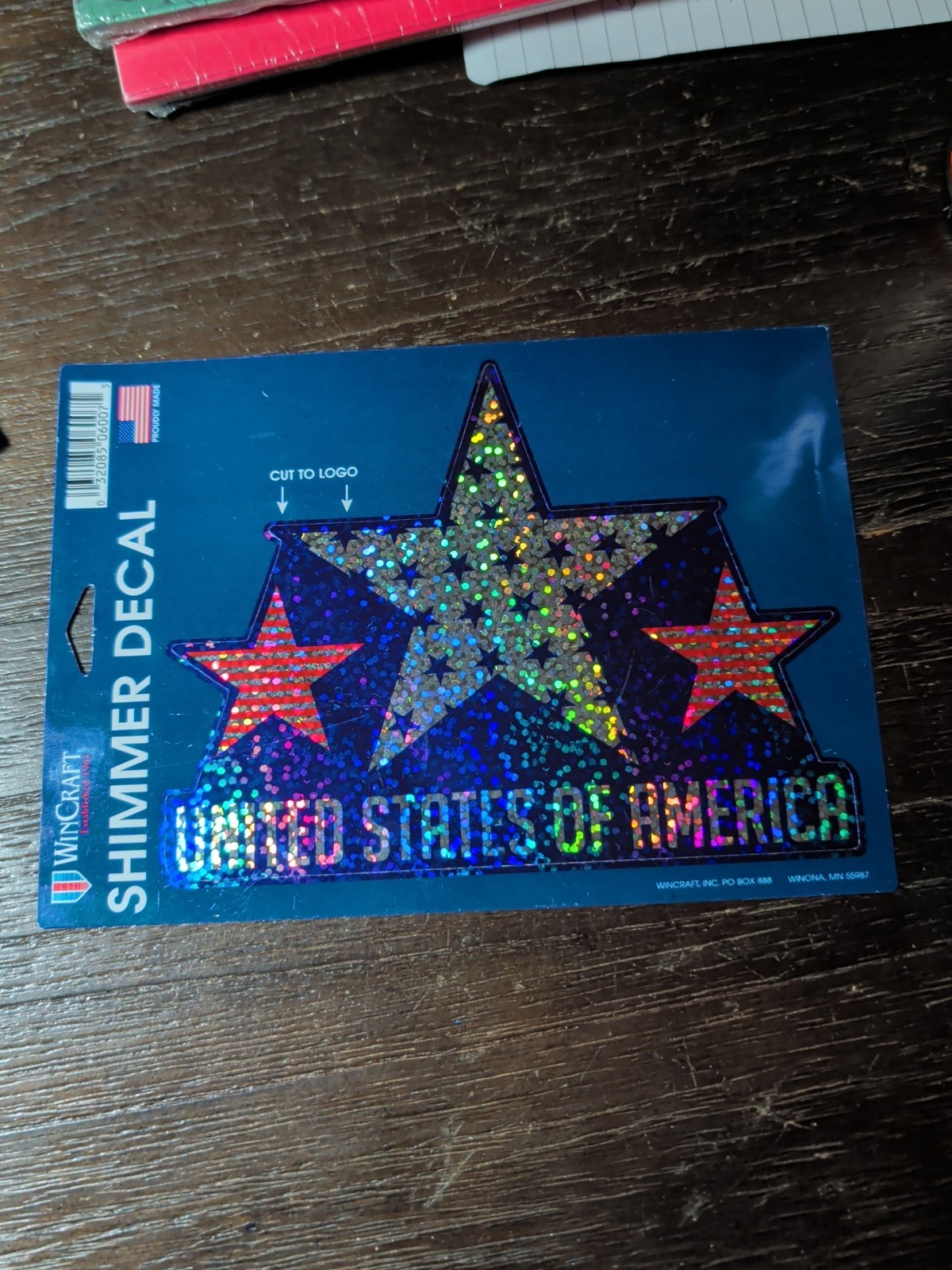 Wincraft 6" Shimmer Decal United States Of America 3 Stars NEW