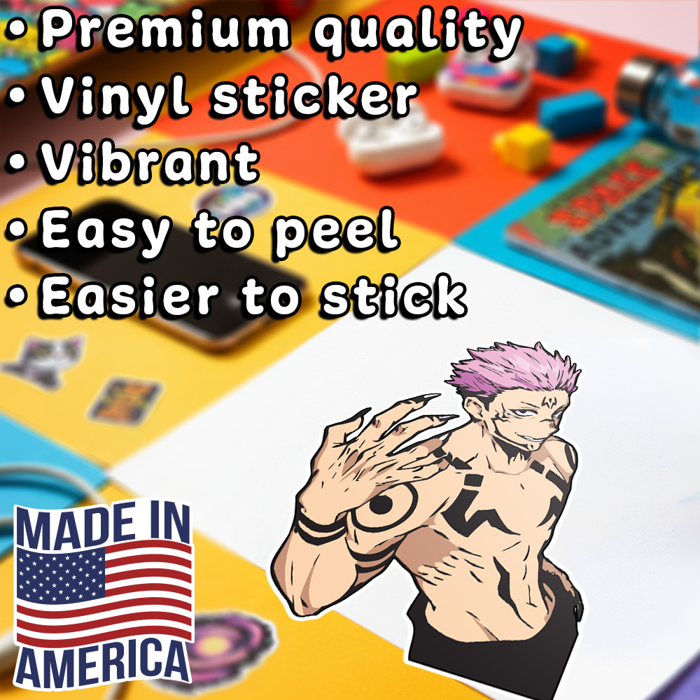 Sukuna Jujutsu Kaisen sticker, glossy finish and vibrant colors 3.75"W x 5"H