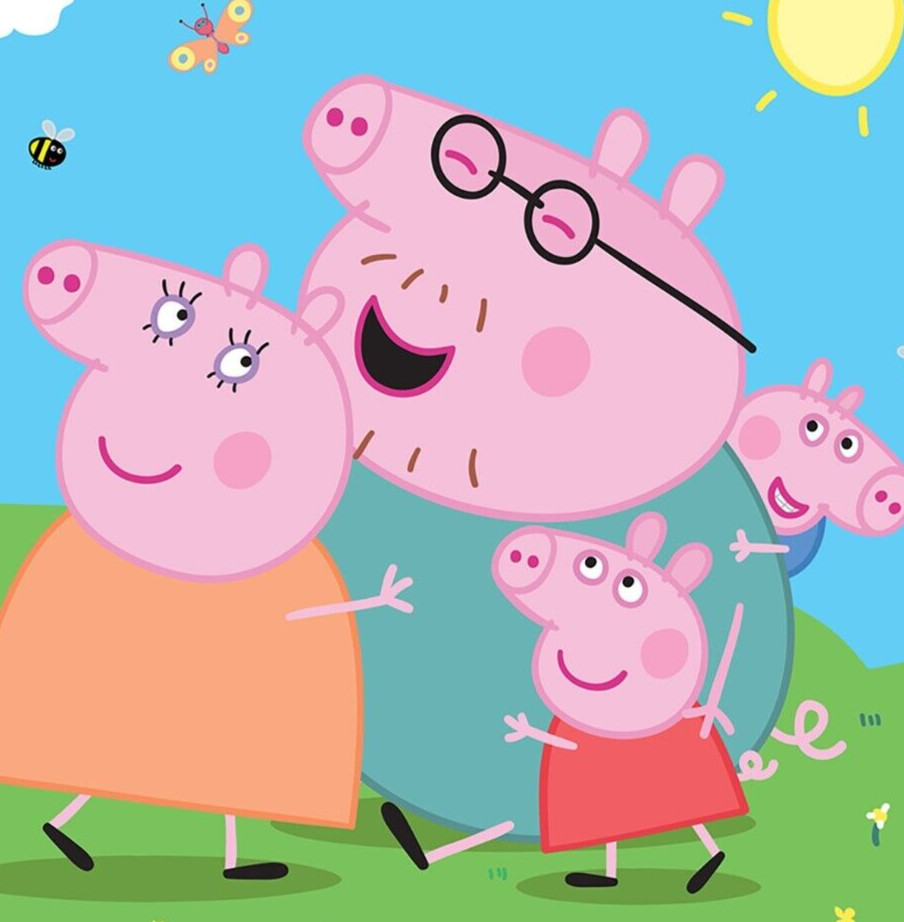 252x182cm wallpaper mural form children's bedroom photo wall Peppa Pig blue