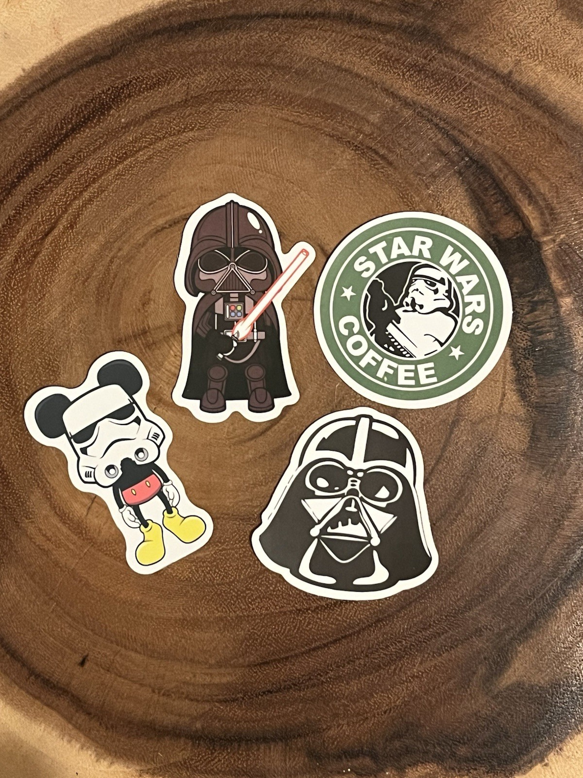 4 Star Wars Related Vinyl Stickers (around 2 1/2” Each)