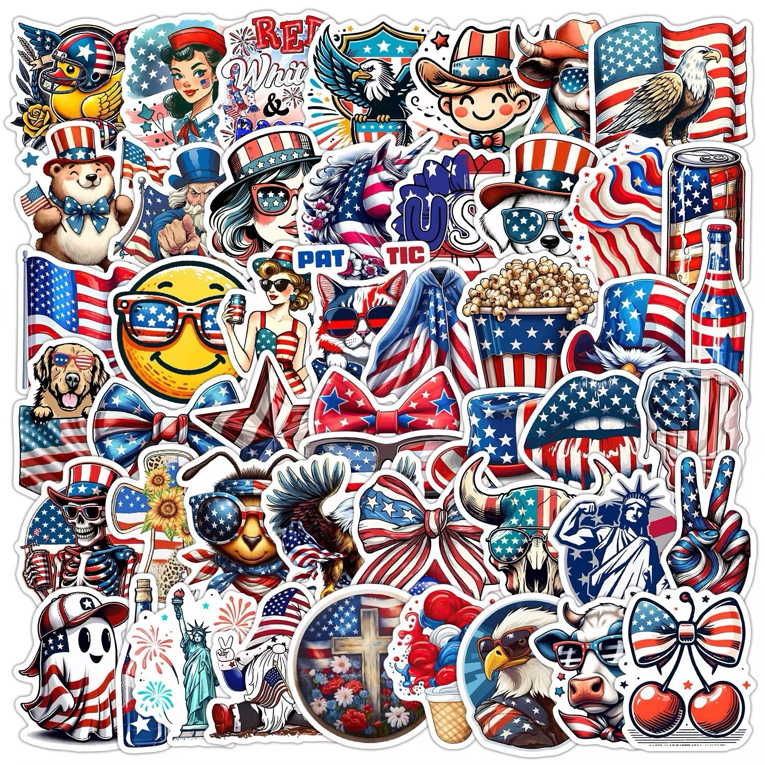 50 USA American Culture Stickers Culture Decals Patriotic Hydro Free Shipping!