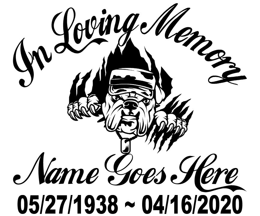 In Loving Memory Of – Marines Bulldog Sticker Decal Window Memorial Personalized