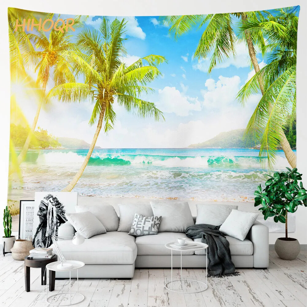Palm Tree Large Cloth Wall Tapestry Aesthetic Room Decor Hippie Boho Landscape
