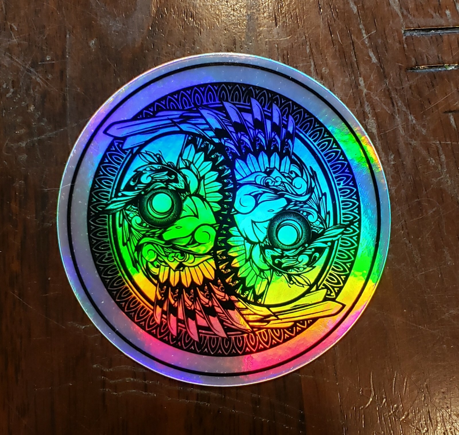 Owl Yin Yang Holographic Sticker Vinyl 3 inch