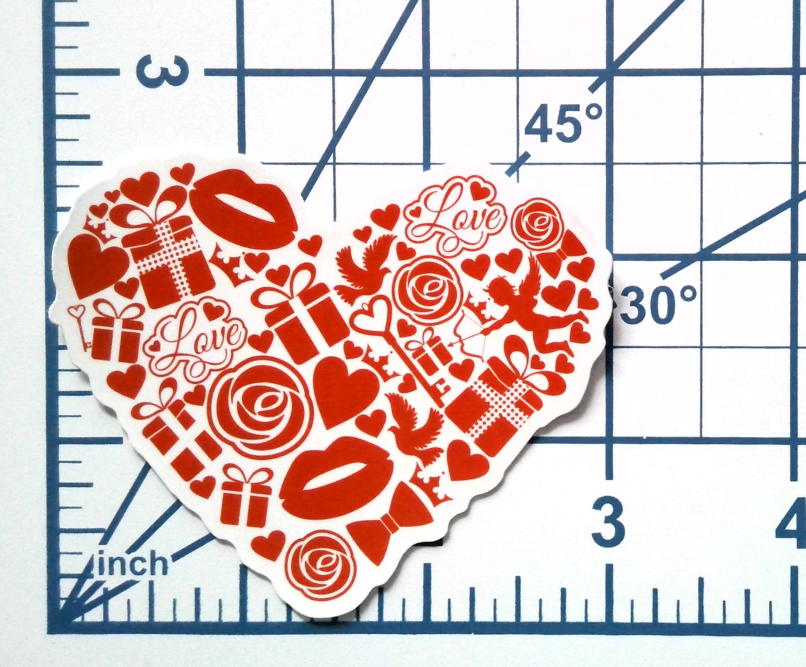 Romantic Collage Heart Vinyl Sticker Red Cupid Roses Love Gift Valentine Decal
