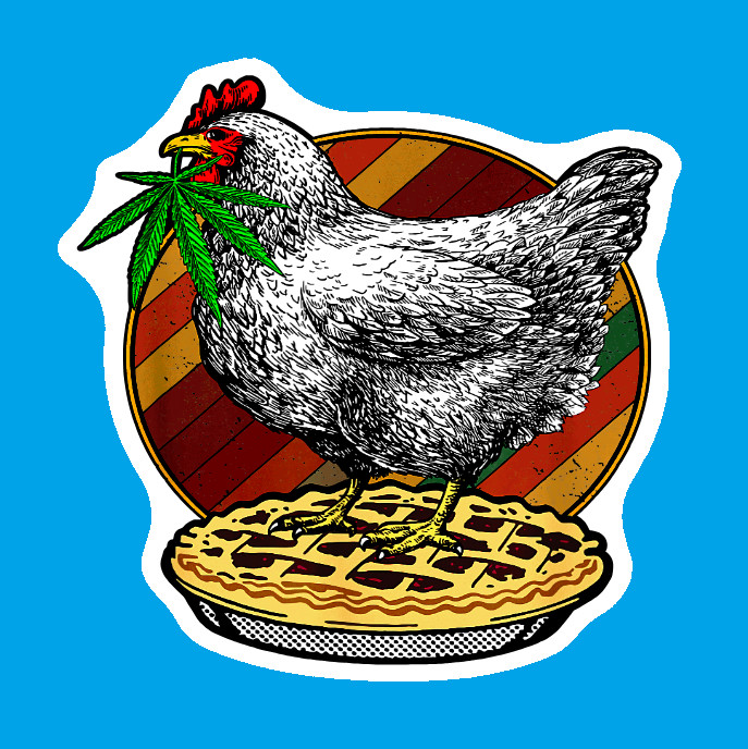 Weatherproof Chicken Pot Pie Weed Stickers Vinyl Decal Added Layer UV Safe Humor