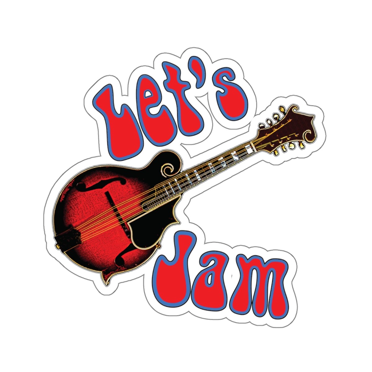 Mandolin LET'S JAM Sticker for Musicians,Decal for Laptop, Case, SongBook FUN