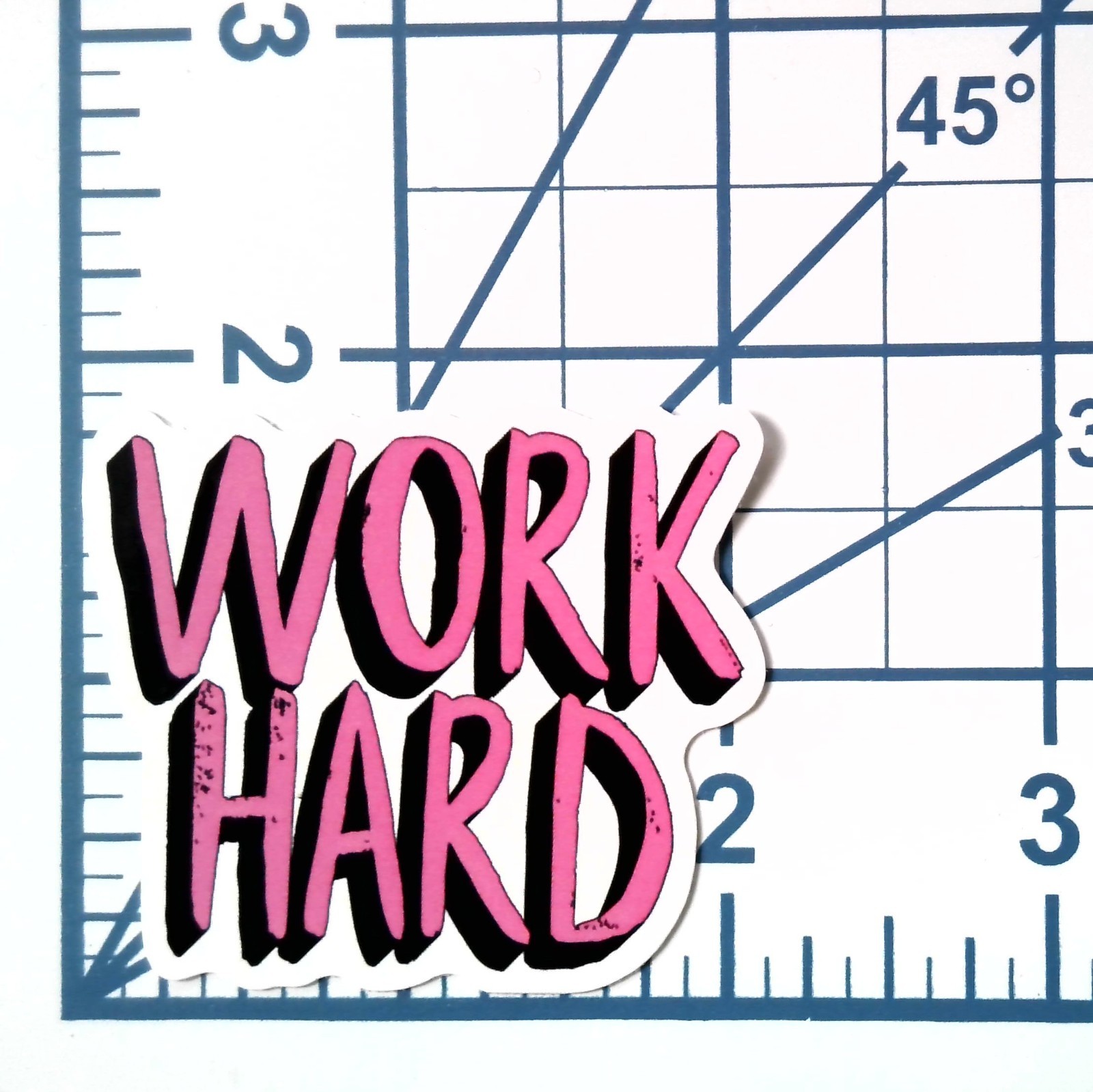 Work Hard Vinyl Sticker Motivational 3D Typography Decal Office Hustle Art