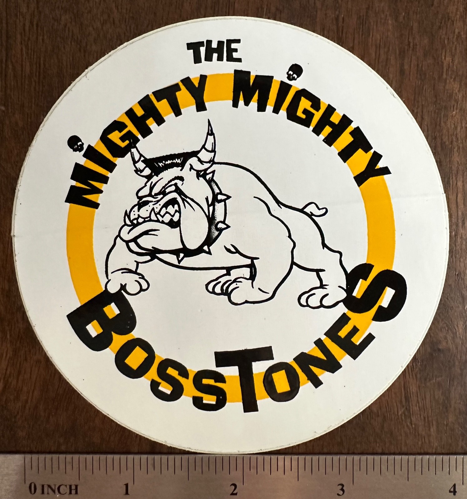 The Mighty Mighty Bosstones Sticker Round Bulldog Yellow Black White