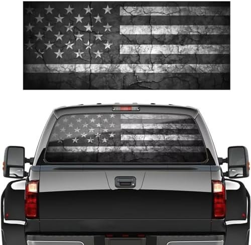 Patriotic American Flag Truck Back Window Graphics Decal,Patriotic Flag Perforat