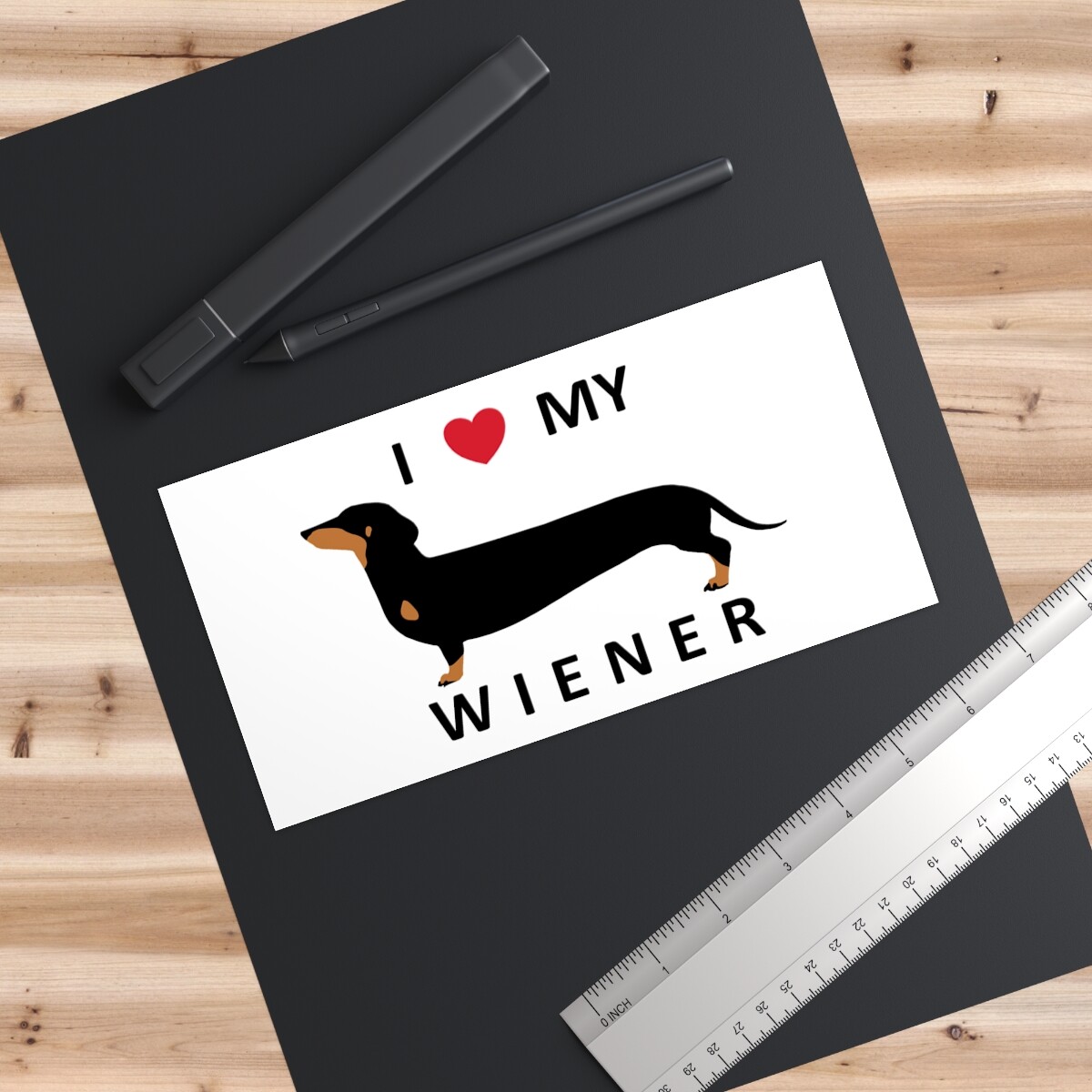 I love my wiener White premium water-resistant vinyl Bumper Sticker