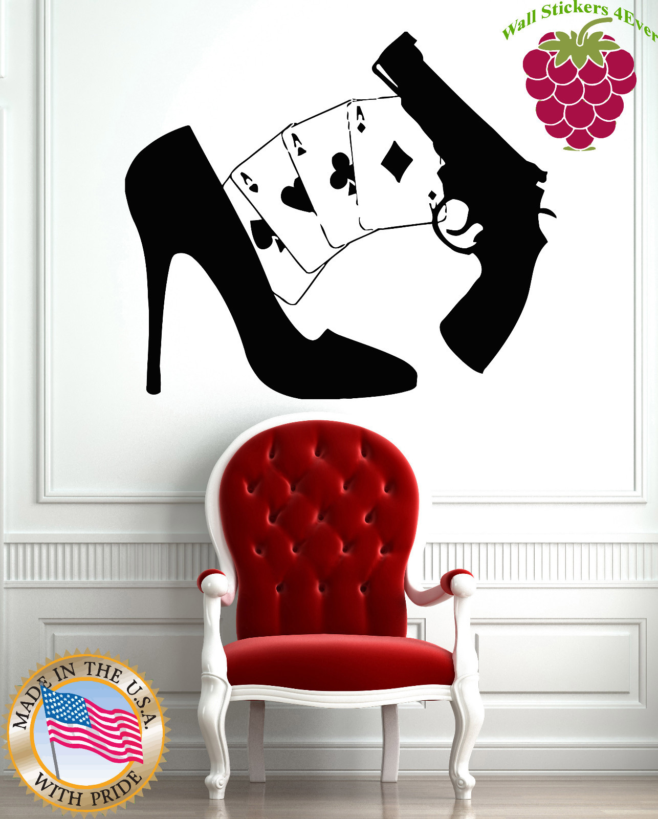 Wall Stickers Vinyl Decal Guns Cards Women Shoe Poker James Bond (z734)