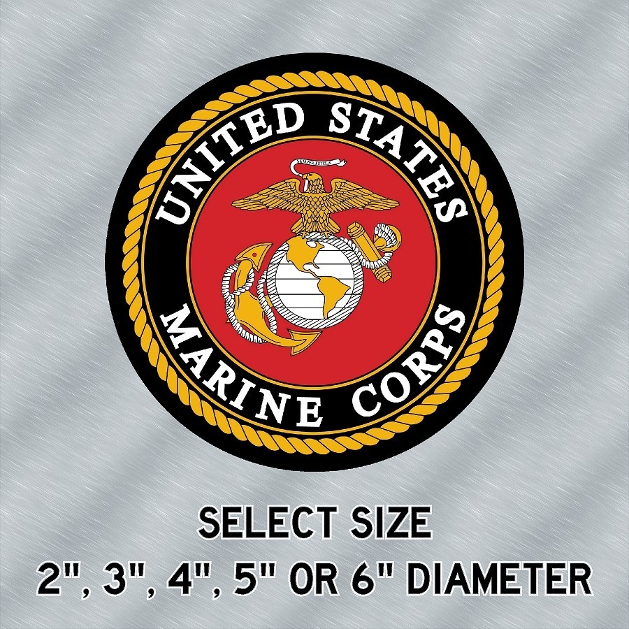 United States Marine Corps Seal Black & Red Laminated Sticker Choose Size 2-6"