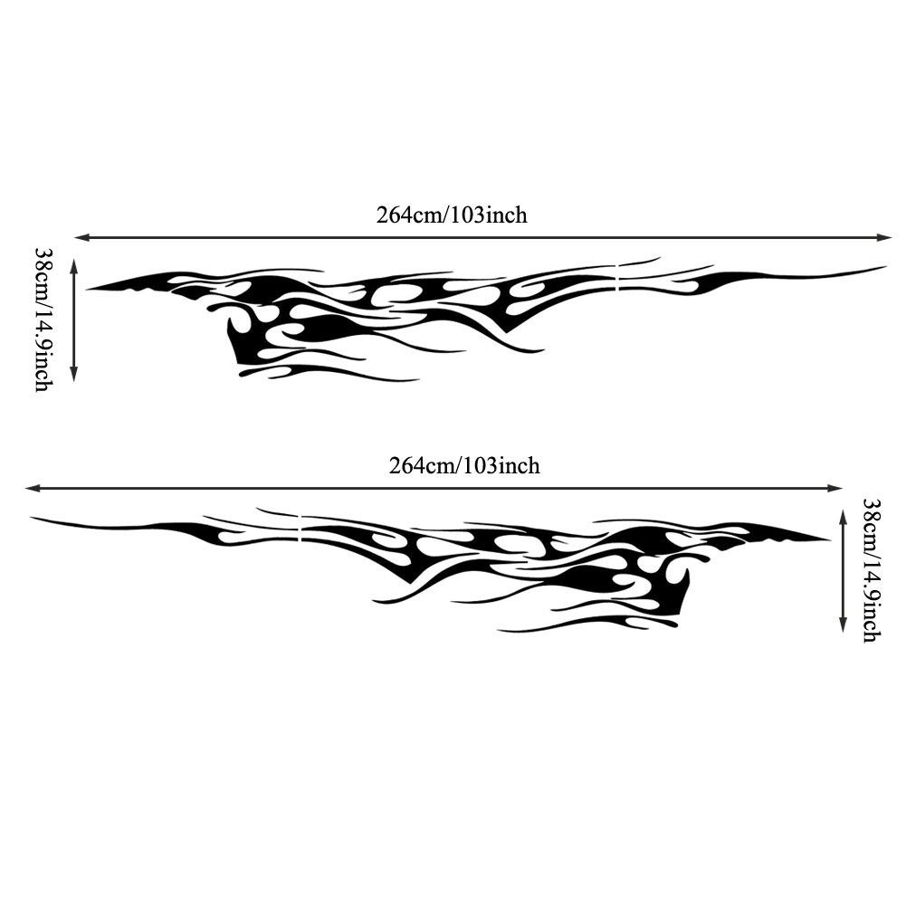 2Pcs 103" Universal Flame Graphics Car Auto Body Side Sticker Racing Sports …