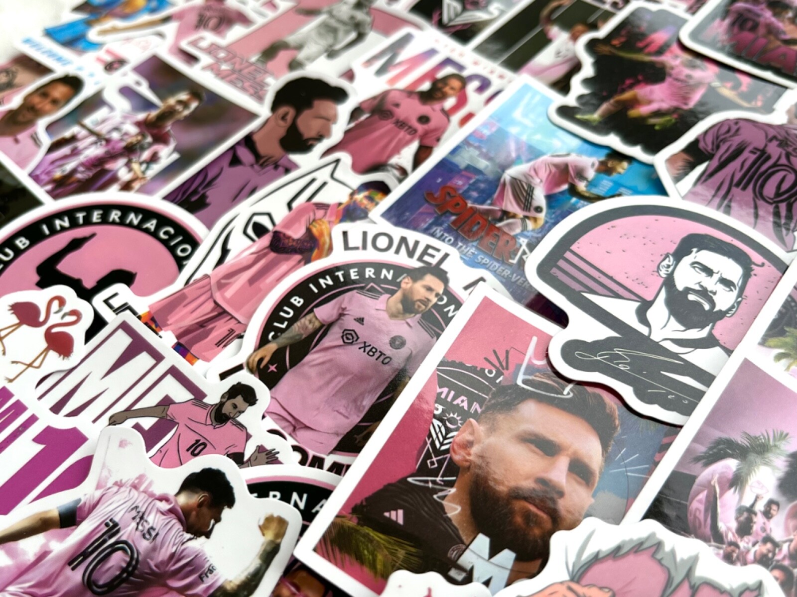 5-50 pcs Messi Inspired Stickers, Miami Pink World Cup Trophy Laptop Car Decals